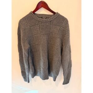 Surface to Air 100% Wool Cable Knit Sweater Gray Textured NWOT